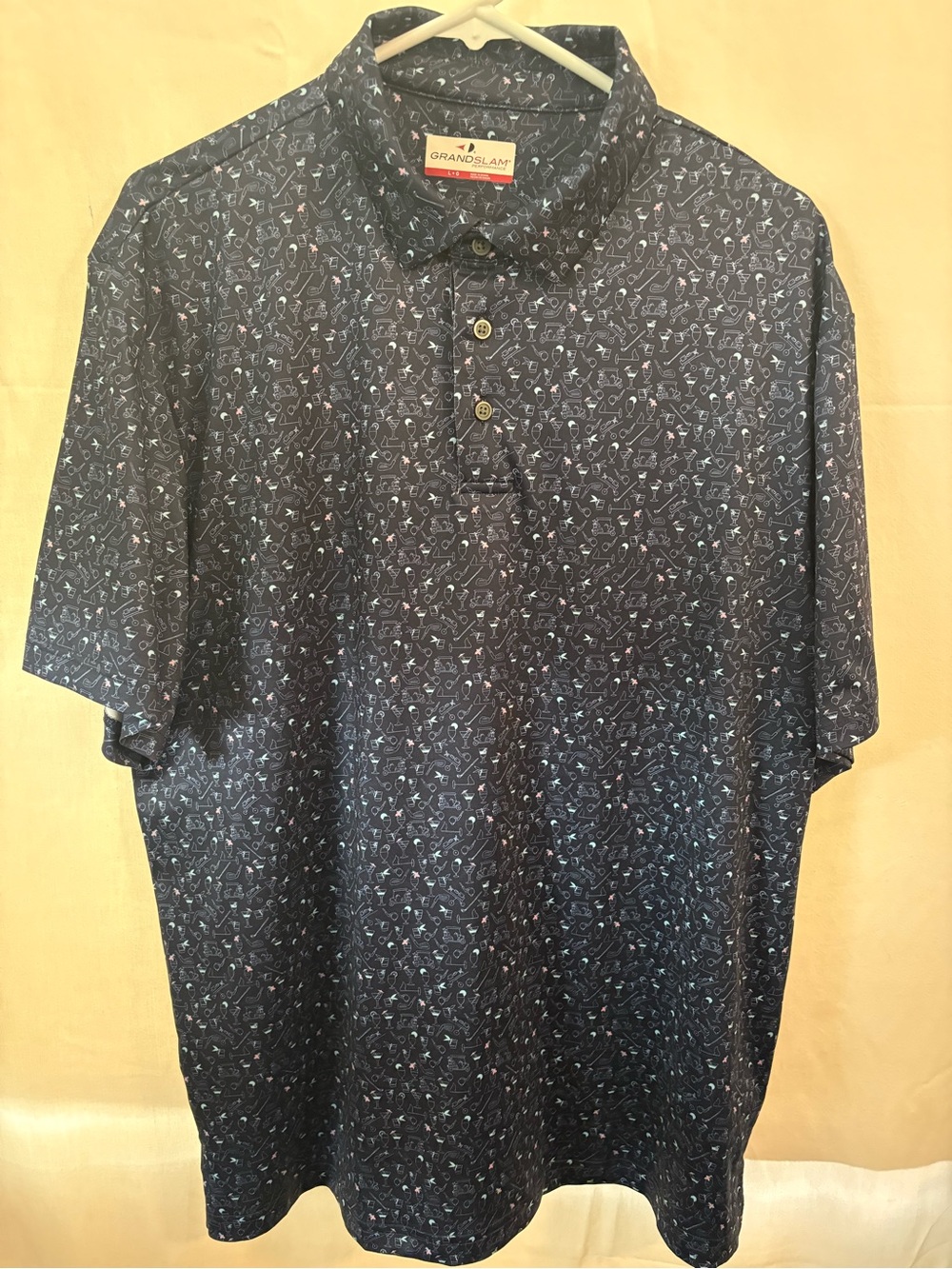 Grand Slam Men’s Dark Navy Golf-Print Polo